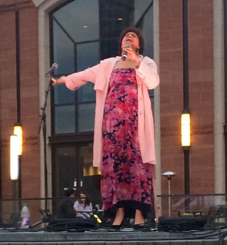 Paulina O'Kieffe performing at the Spoken Word Showcase